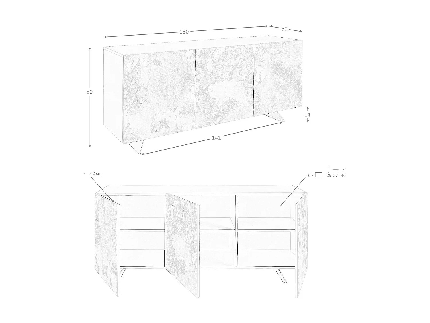 Buffet en bois taupe métallisé 3270 ANGEL CERDA