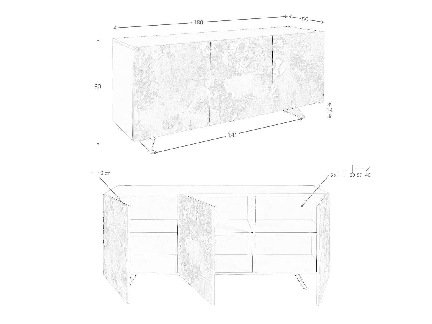 Metallische Anrichte aus taupefarbenem Holz 3270 ANGEL CERDA