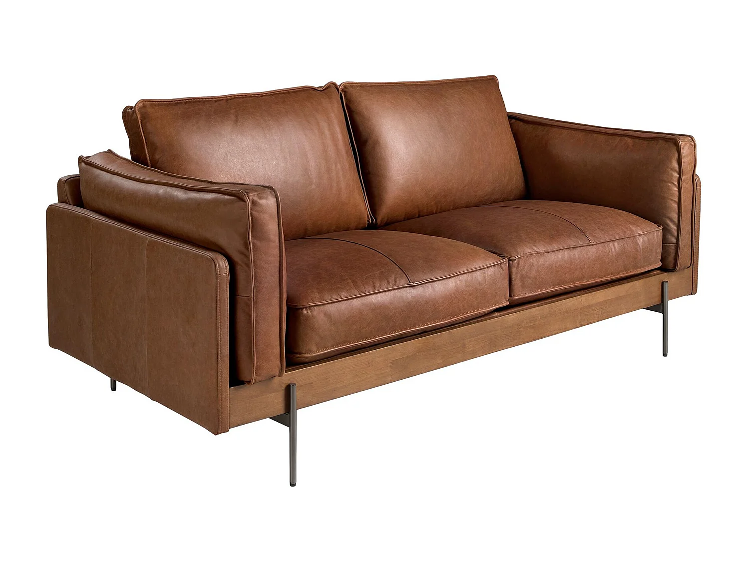 Canapé 2 places en cuir brun tabac 6222 ANGEL CERDA