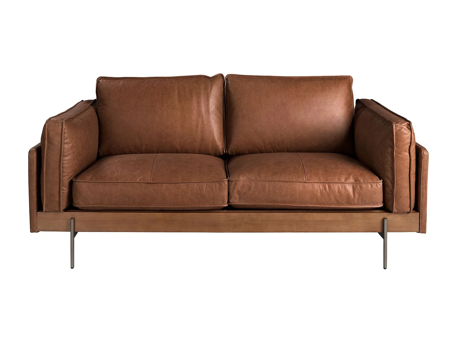 Canapé 2 places en cuir brun tabac 6222 ANGEL CERDA