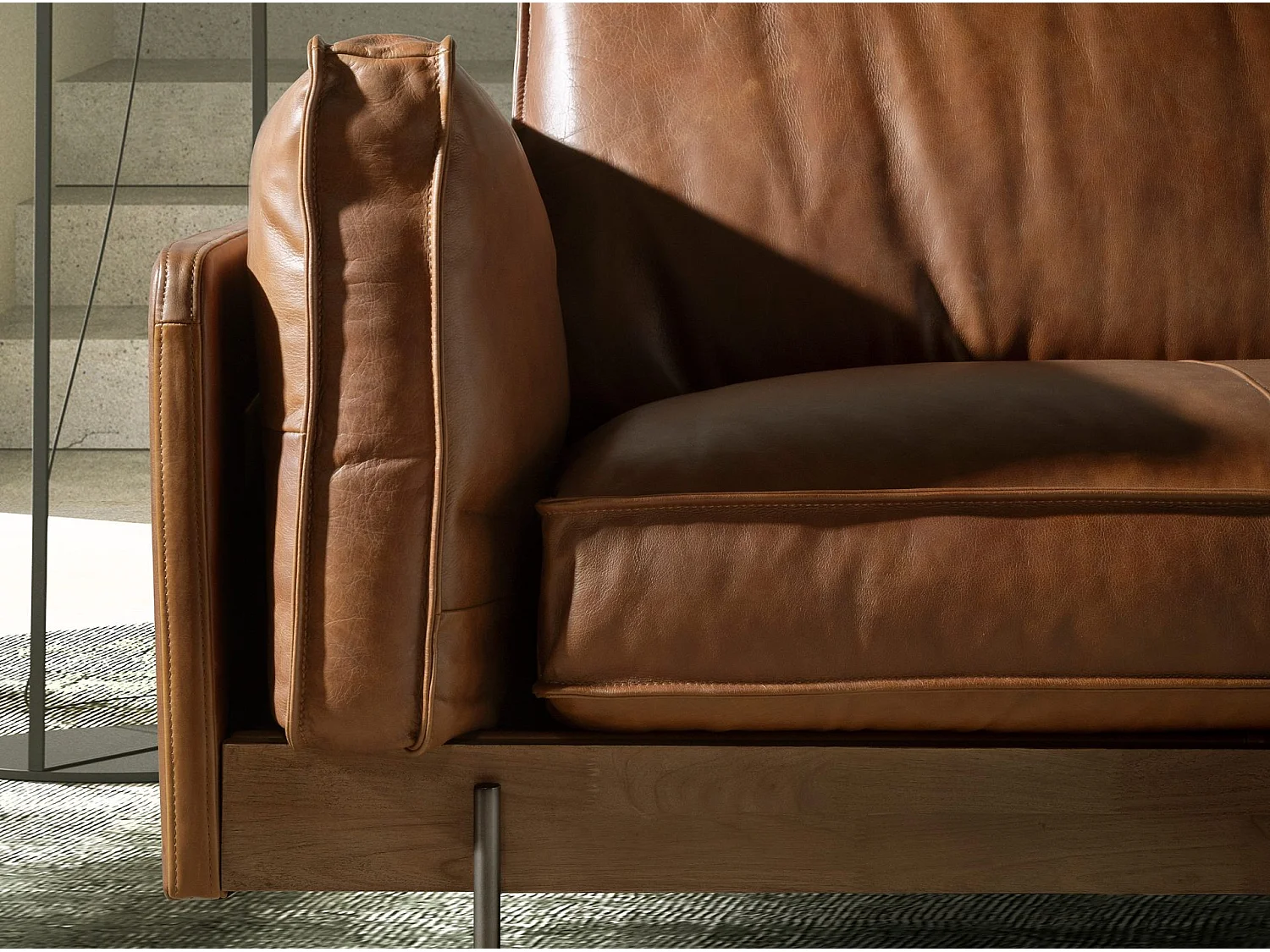 Canapé 2 places en cuir brun tabac 6222 ANGEL CERDA