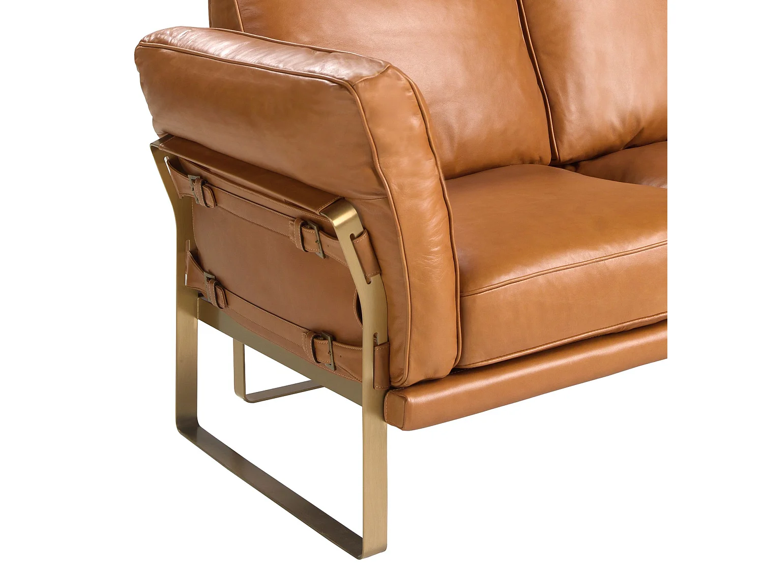 Canapé 2 places en cuir camel