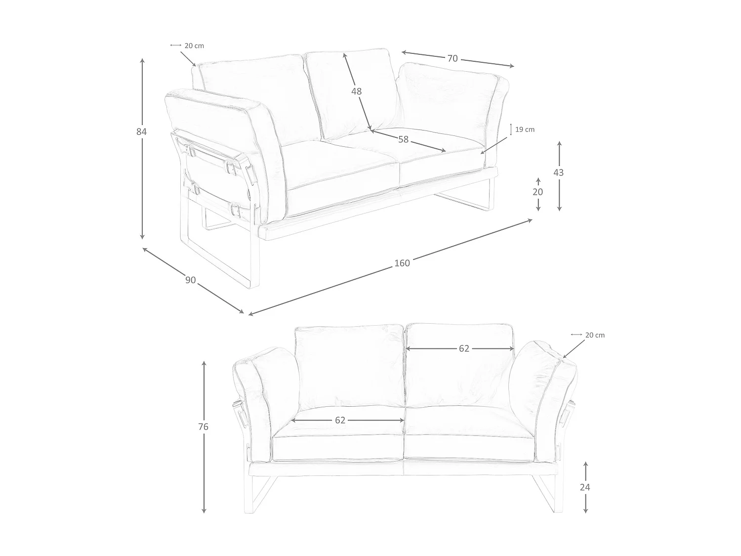 2-Sitzer-Sofa aus Leder in Kamelhaar 6229 ANGEL CERDA