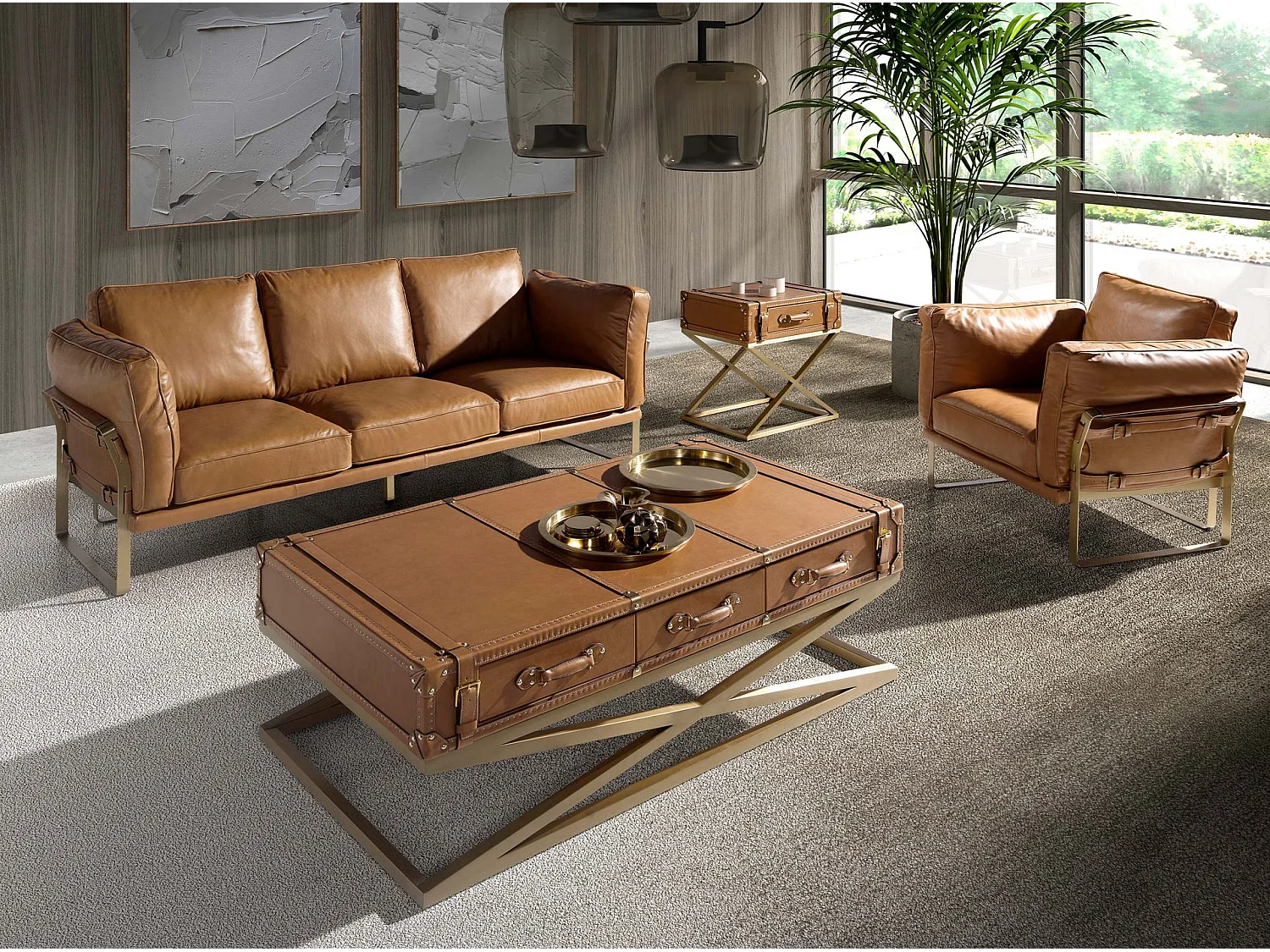 3-Sitzer-Sofa in Leder camel 6230 ANGEL CERDA