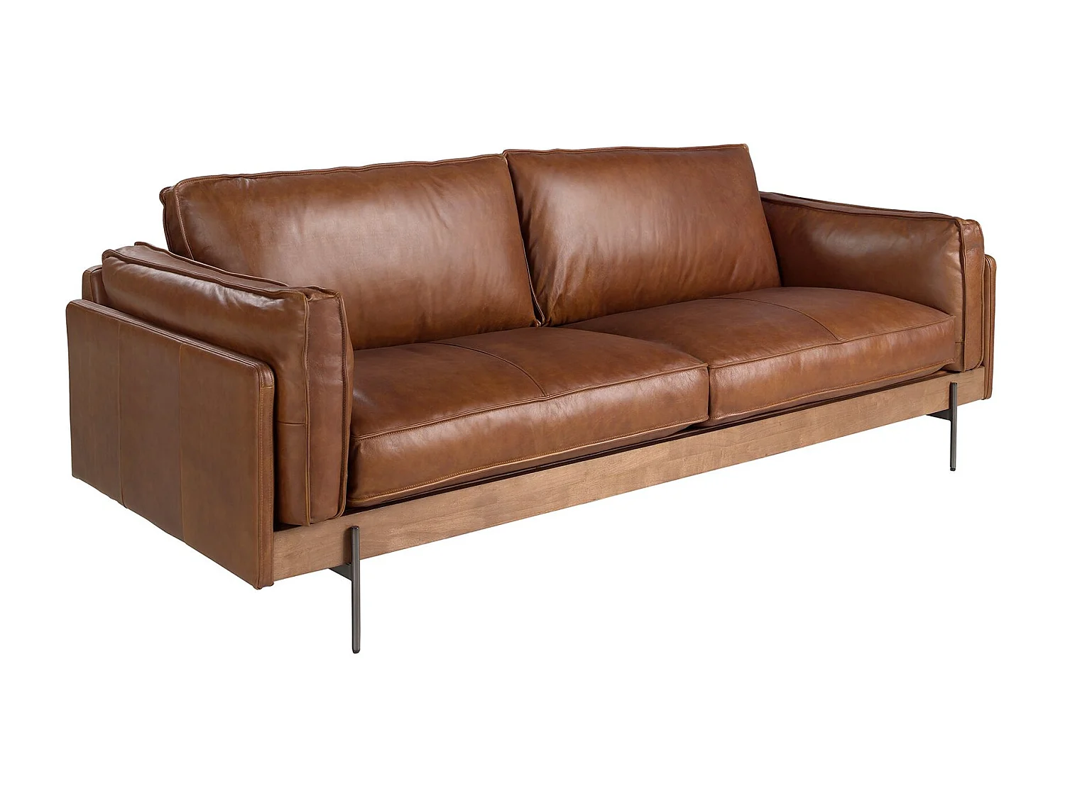 Canapé 3 places en cuir brun tabac 6223 ANGEL CERDA