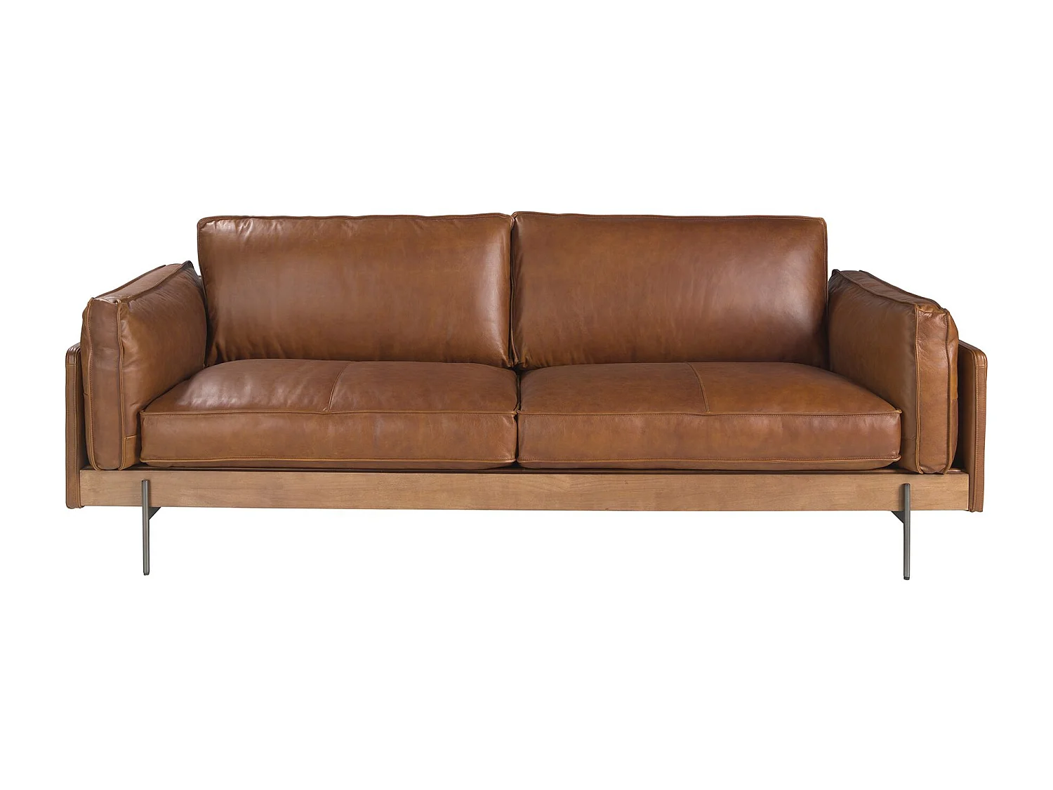 Canapé 3 places en cuir brun tabac 6223 ANGEL CERDA