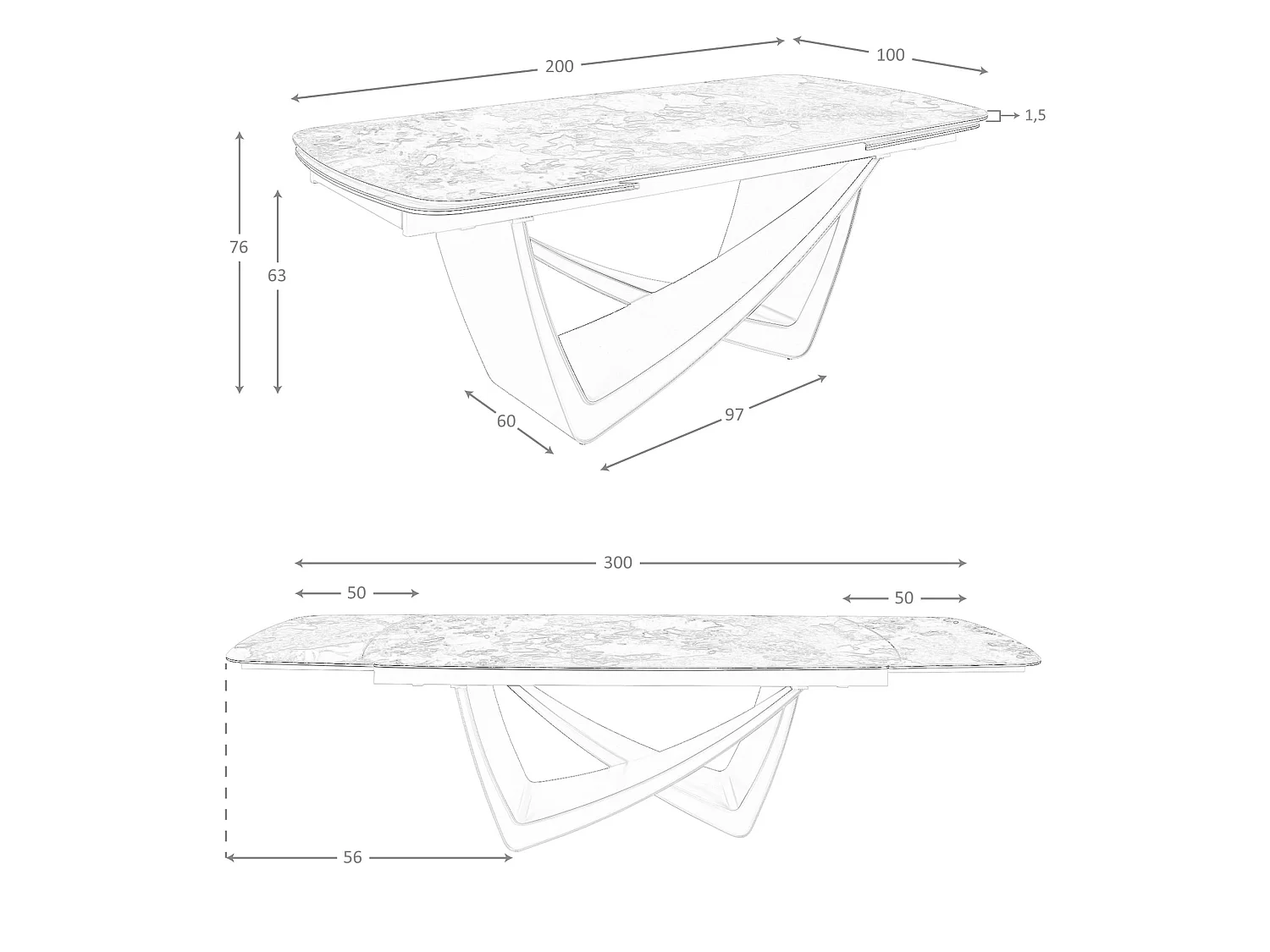 Table de salle à manger à rallonge ovale tonneau marbre porcelaine et acier taupe métallisé 1152 ANGEL CERDA