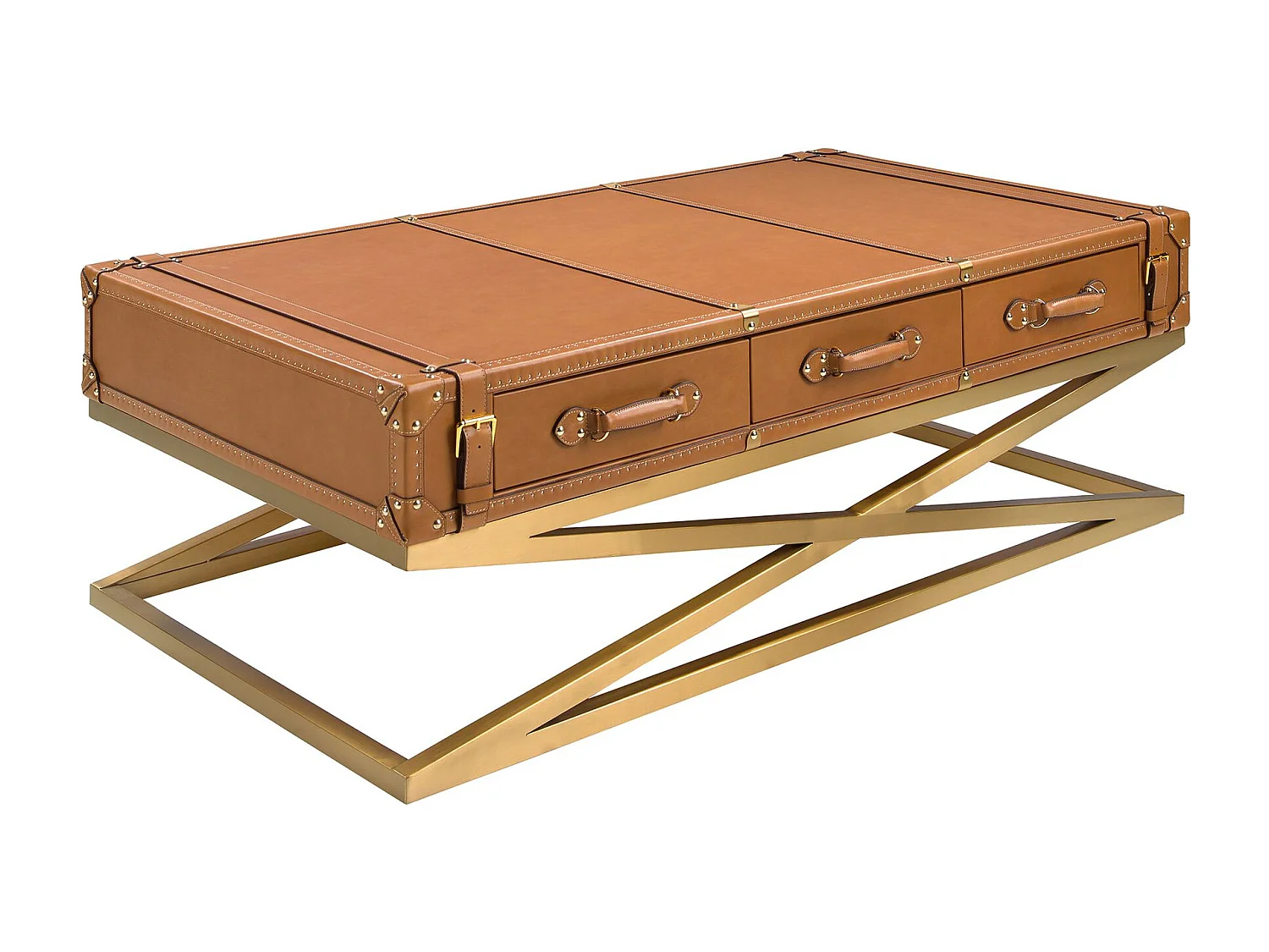 Rechteckiger Couchtisch aus Leder und goldenem Stahl 2149 ANGEL CERDA