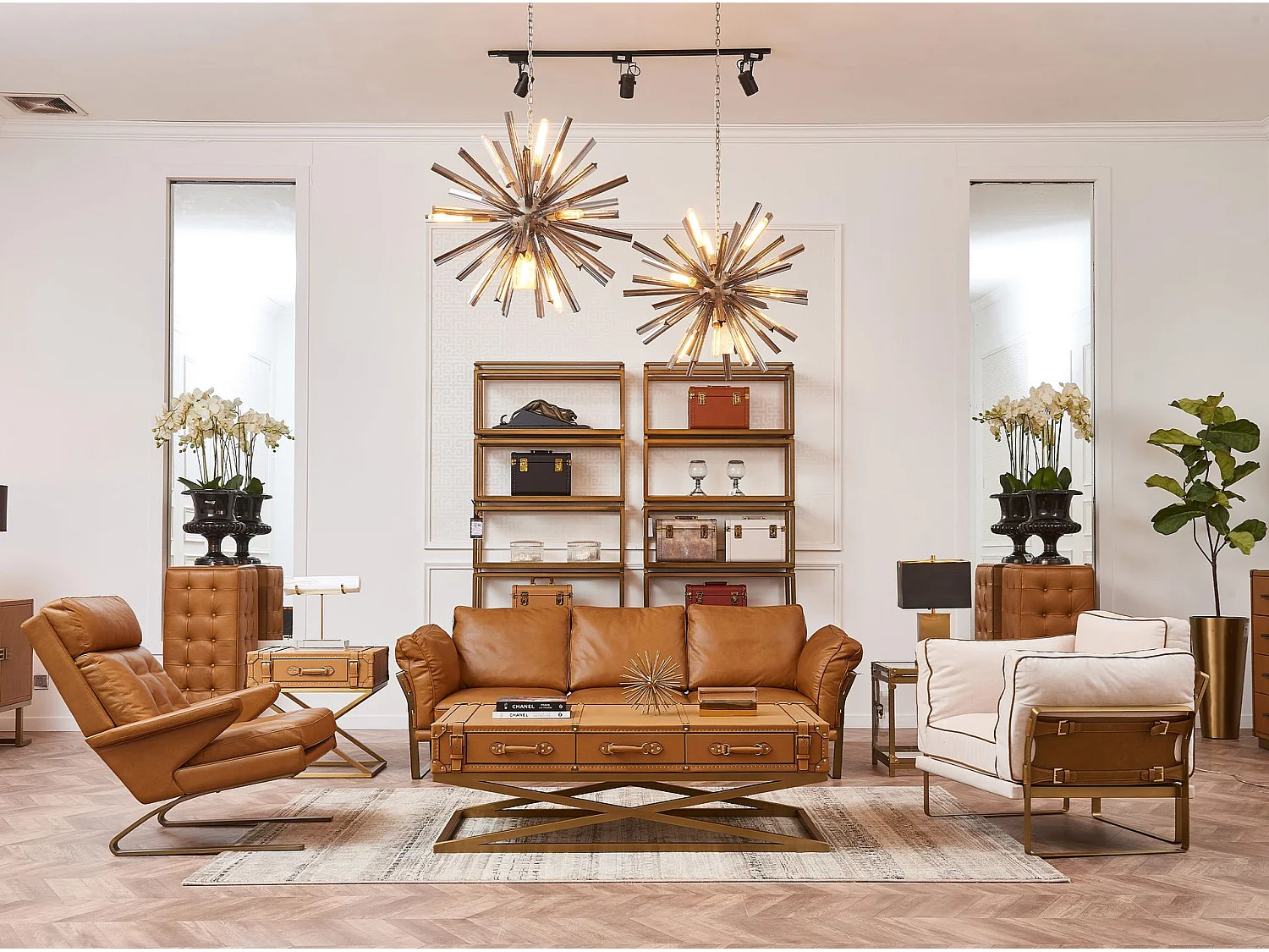 Rechteckiger Couchtisch aus Leder und goldenem Stahl 2149 ANGEL CERDA