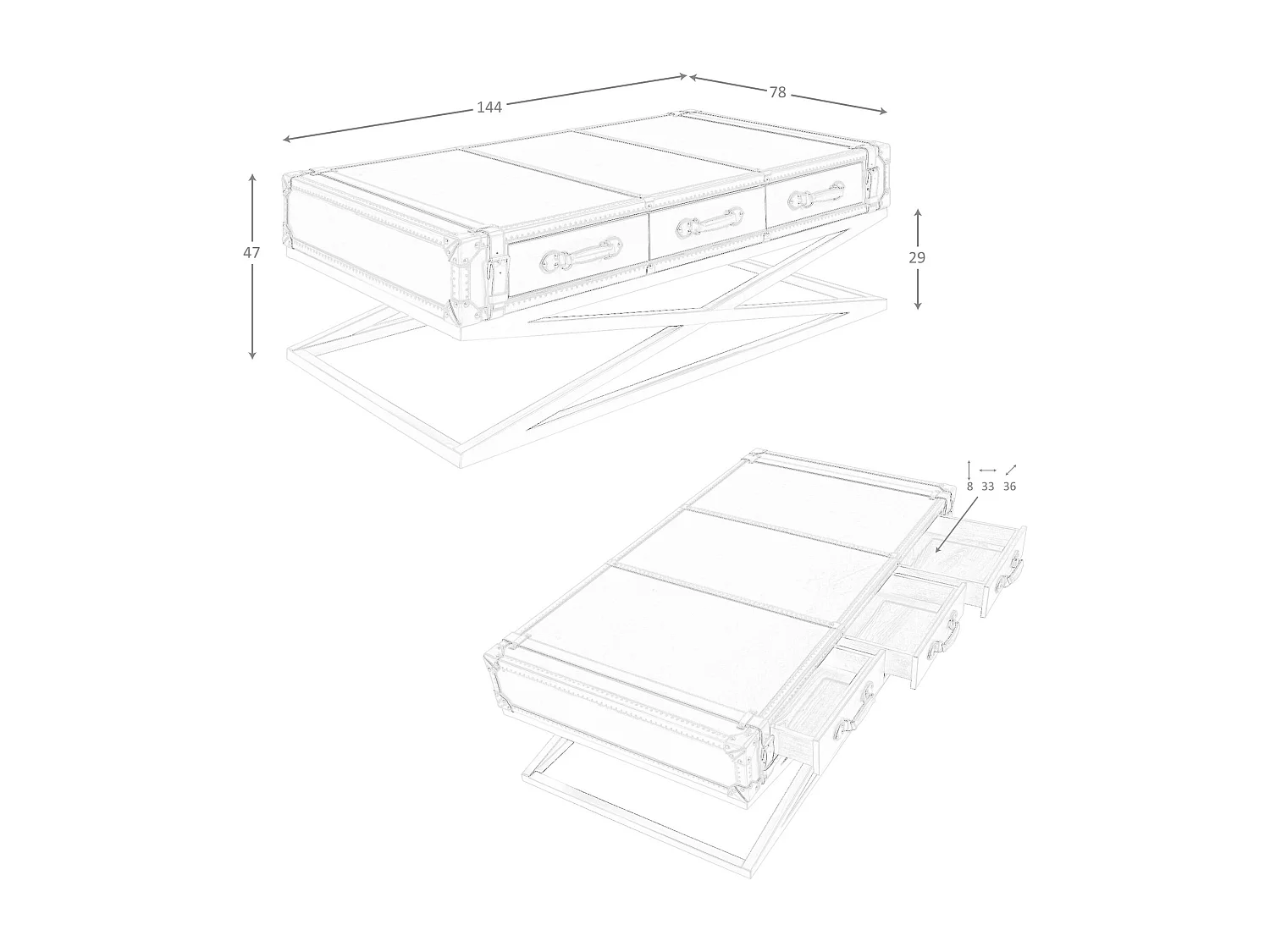 Rechteckiger Couchtisch aus Leder und goldenem Stahl 2149 ANGEL CERDA
