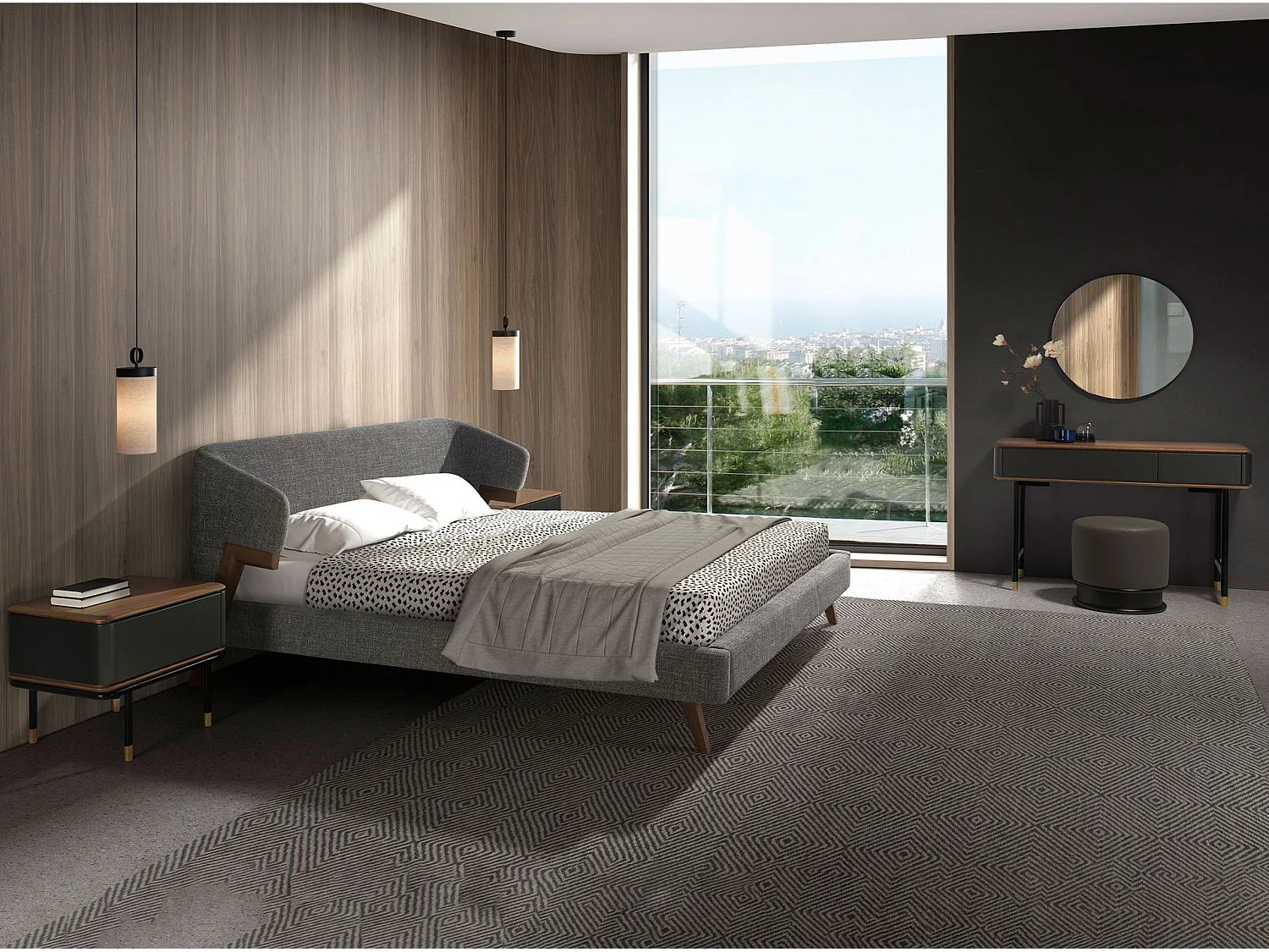 Miroir mural rond noyer 3263 ANGEL CERDA