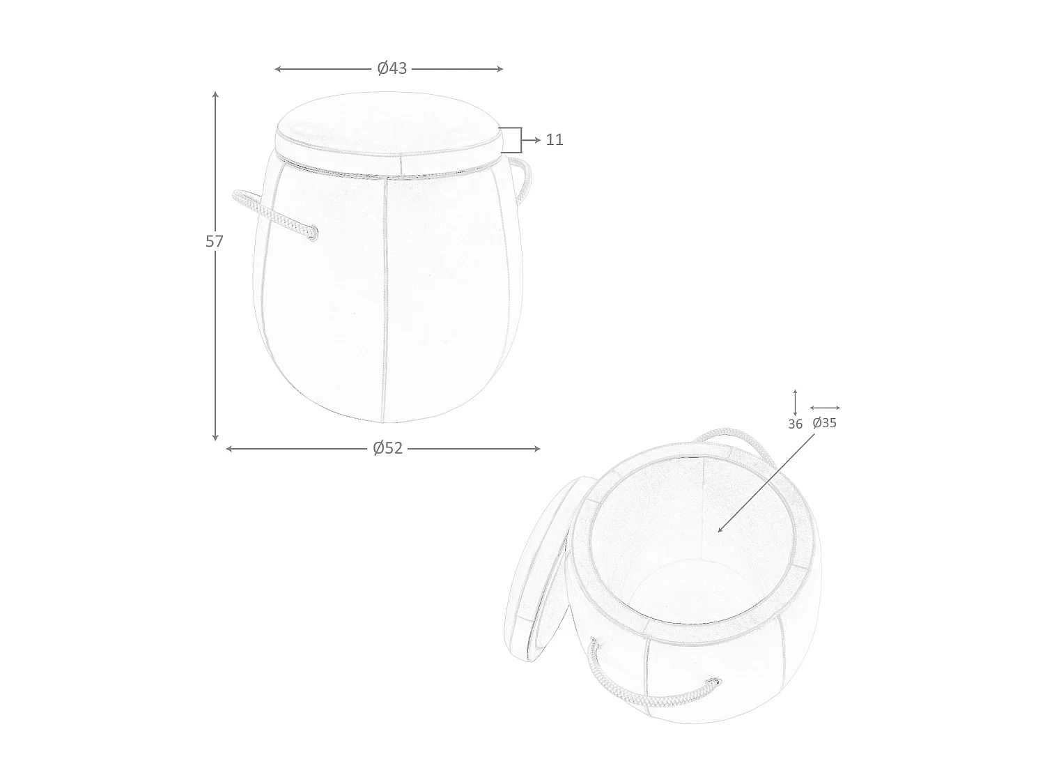 Pouf en cuir camel 5172 ANGEL CERDA