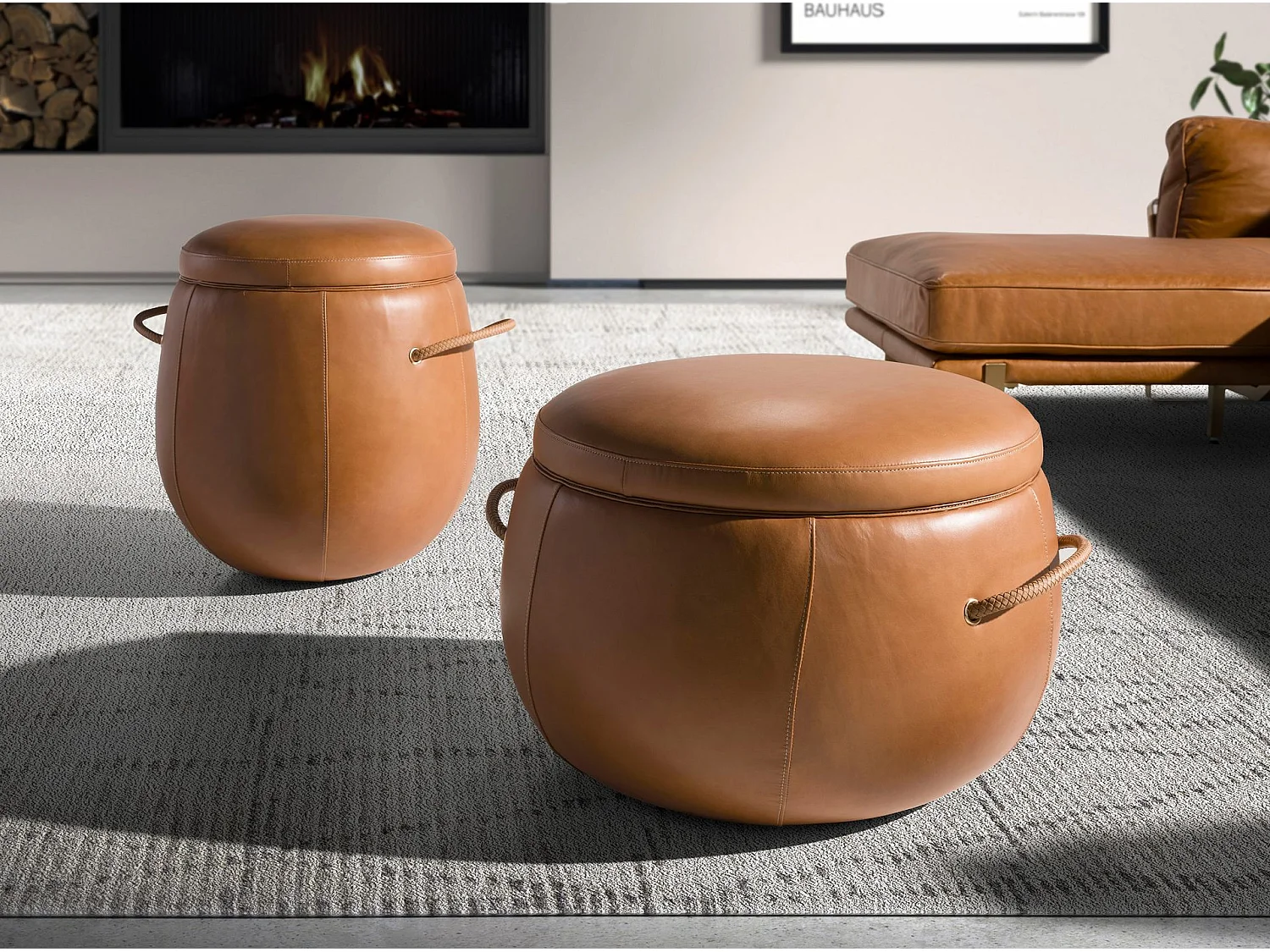 Pouf en cuir camel 5171 ANGEL CERDA