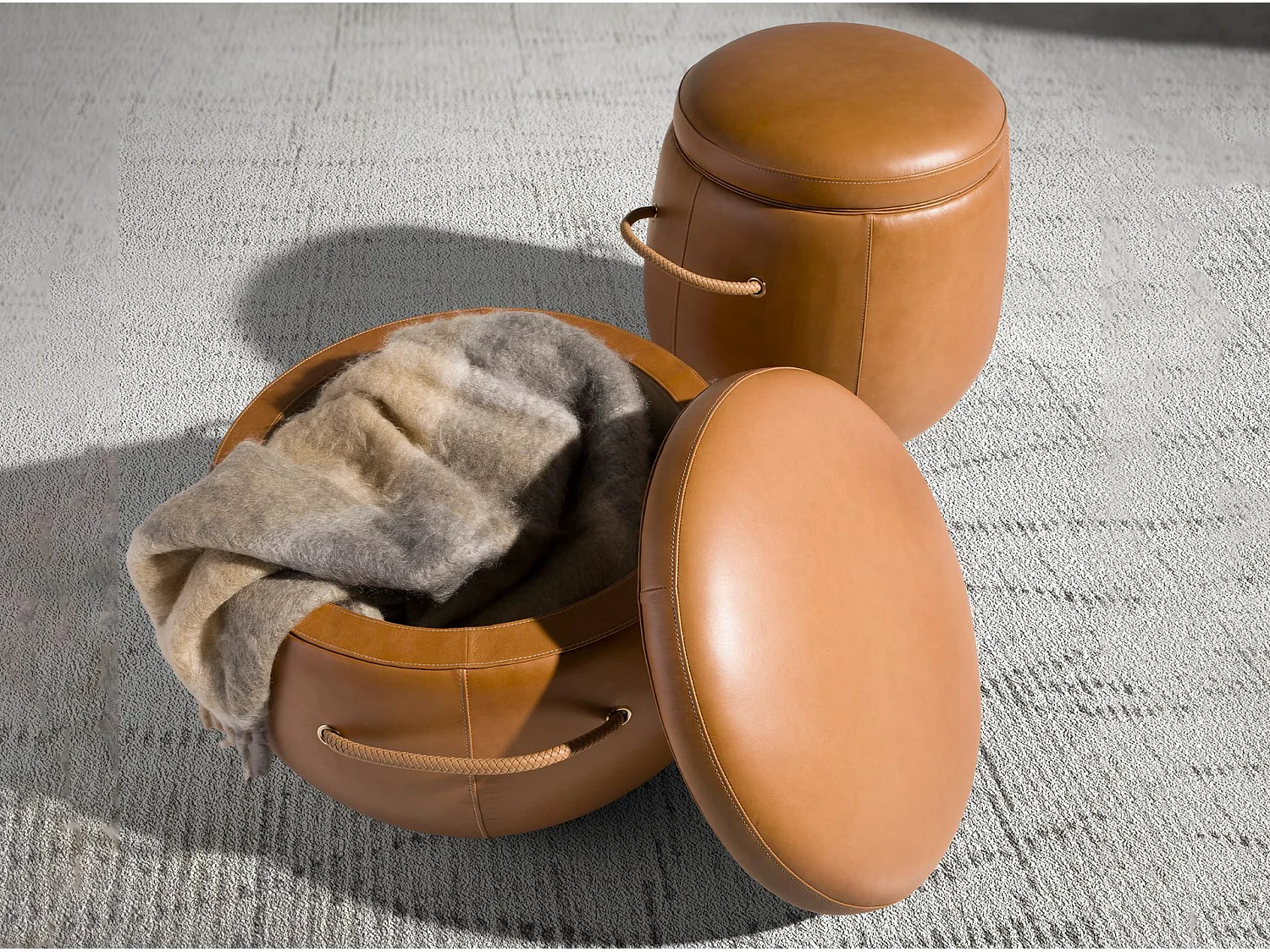 Pouf en cuir camel 5171 ANGEL CERDA