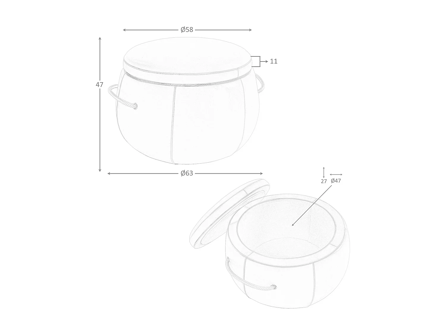 Pouf en cuir camel 5171 ANGEL CERDA