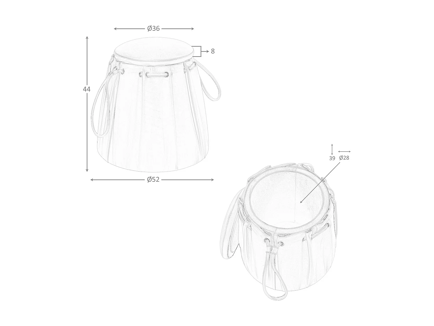 Pouf en cuir orange Caldera 5160 ANGEL CERDA