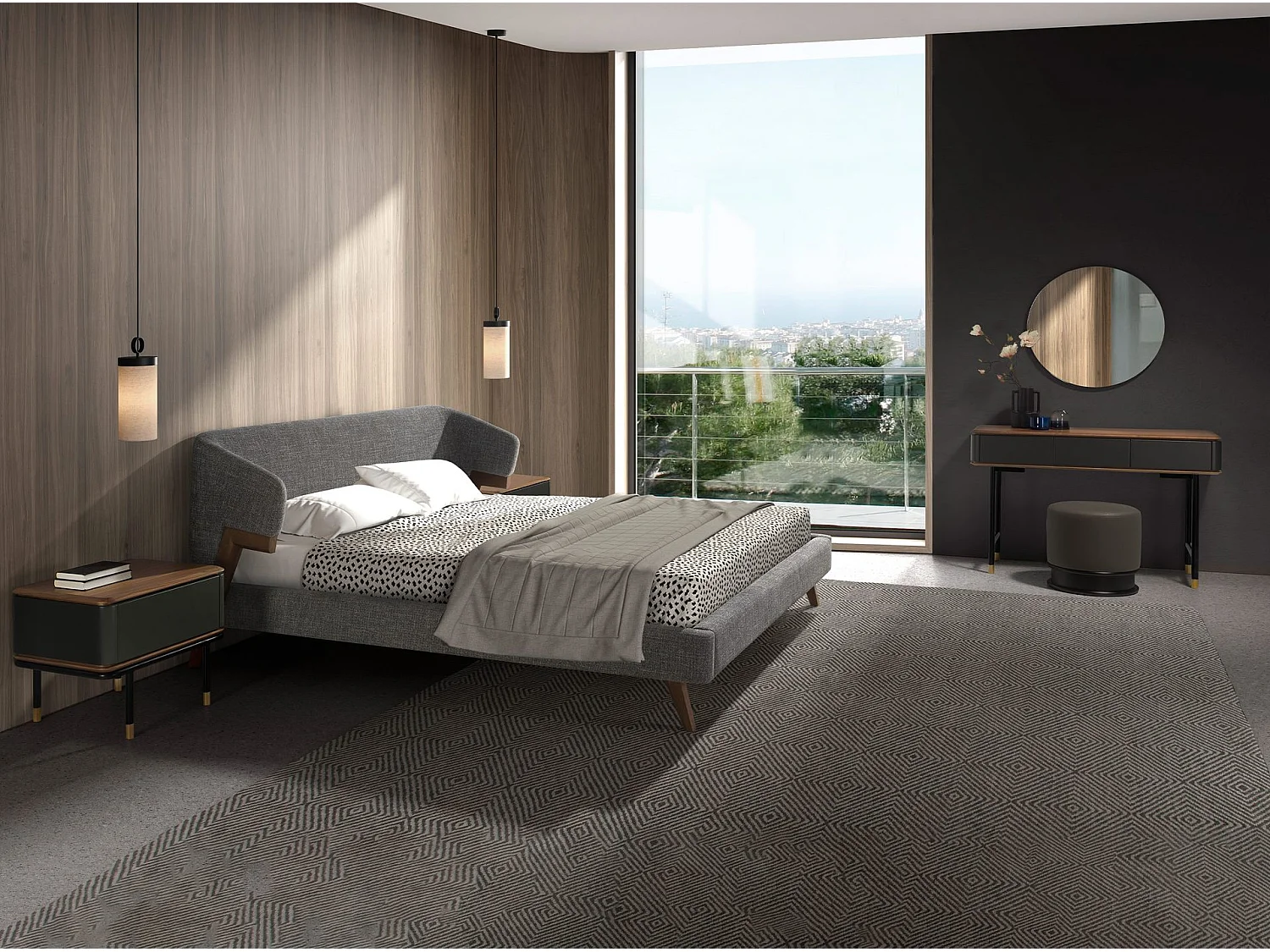 Lit en tissu gris 7173 ANGEL CERDA