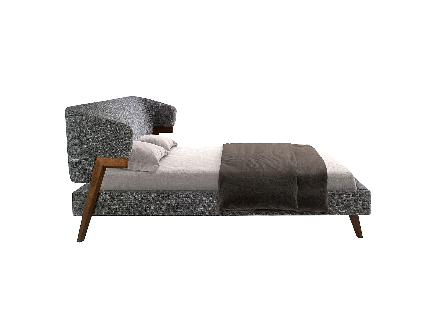 Bett aus grauem Stoff 7173 ANGEL CERDA