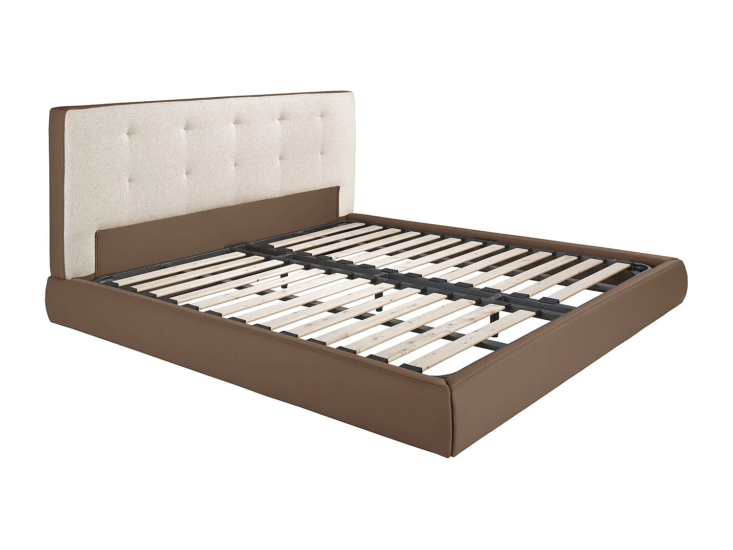 Letto imbottito in tessuto marrone ed similpelle marrone 7174 ANGEL CERDA