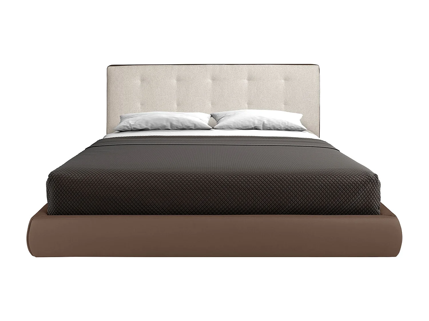 Letto imbottito in tessuto marrone ed similpelle marrone 7174 ANGEL CERDA