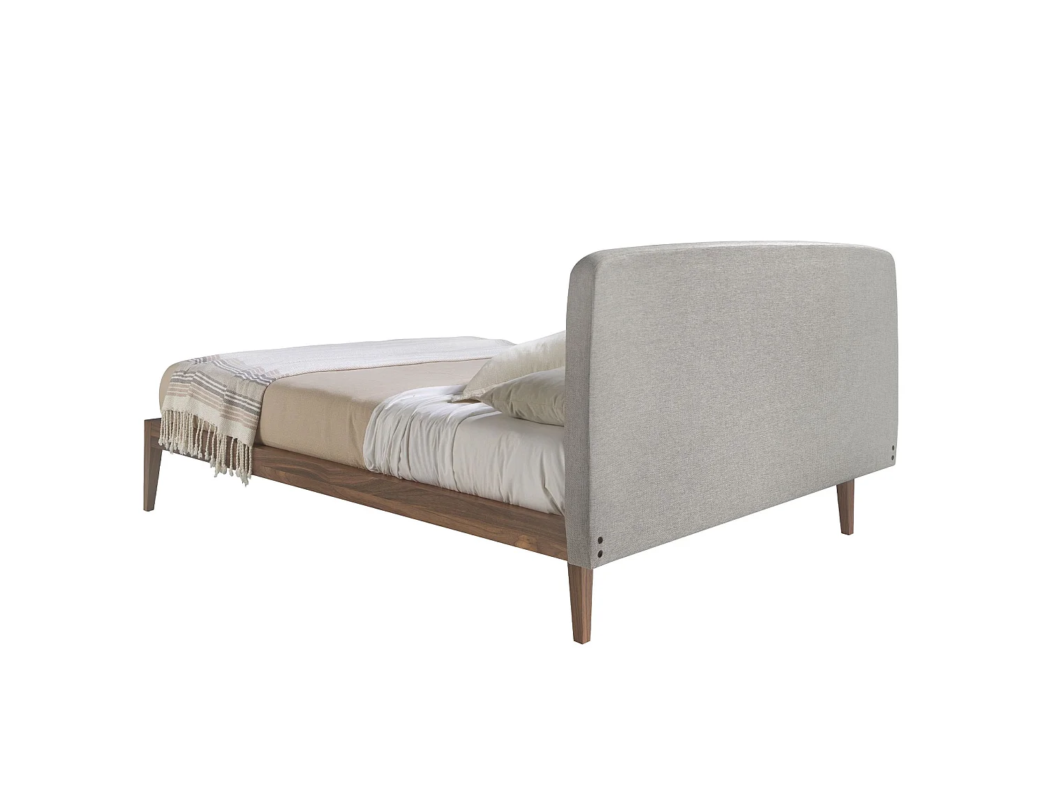 Bett mit braunem Stoff und braunem Ökoleder gepolstert 7174 ANGEL CERDA