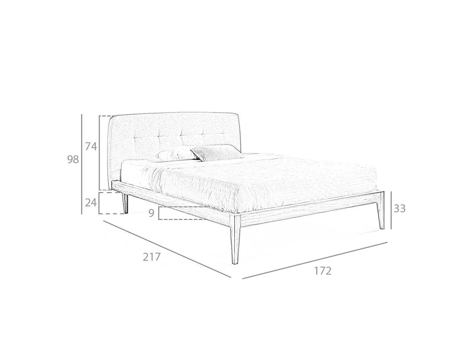 Bett mit braunem Stoff und braunem Ökoleder gepolstert 7174 ANGEL CERDA