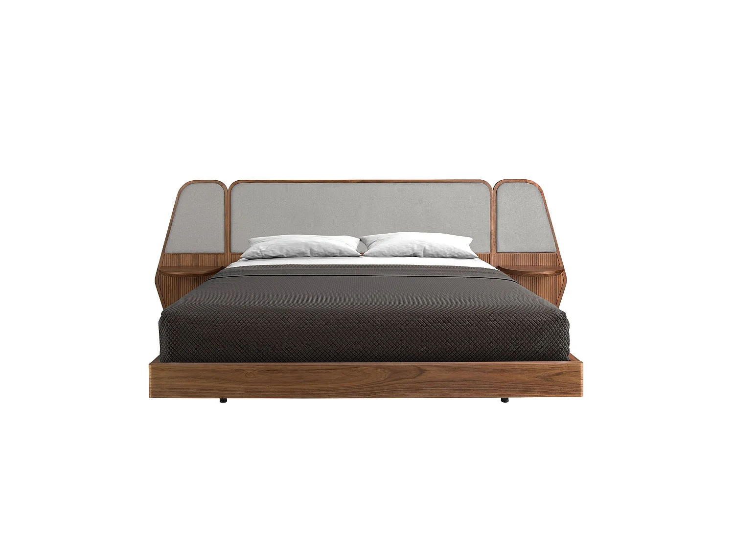 Lit en noyer et tissu gris 7175 ANGEL CERDA