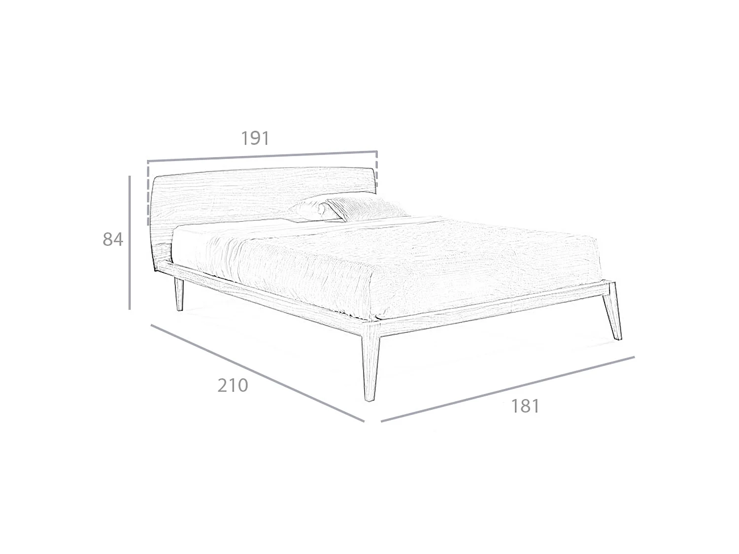 Lit en noyer et tissu gris 7175 ANGEL CERDA