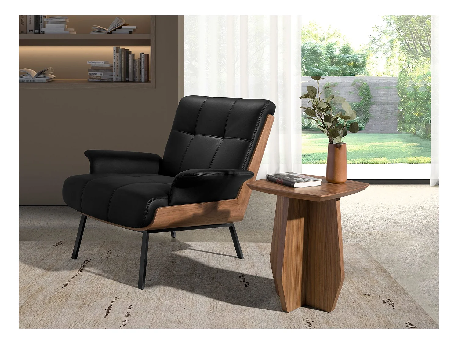 Quadratischer Ecktisch aus Nussbaum 2143 ANGEL CERDA