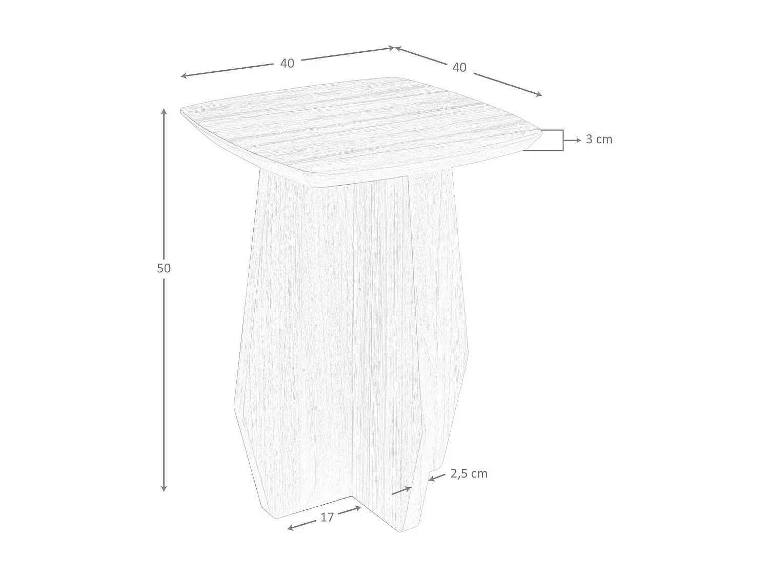 Table d'angle carrée en noyer 2143 ANGEL CERDA