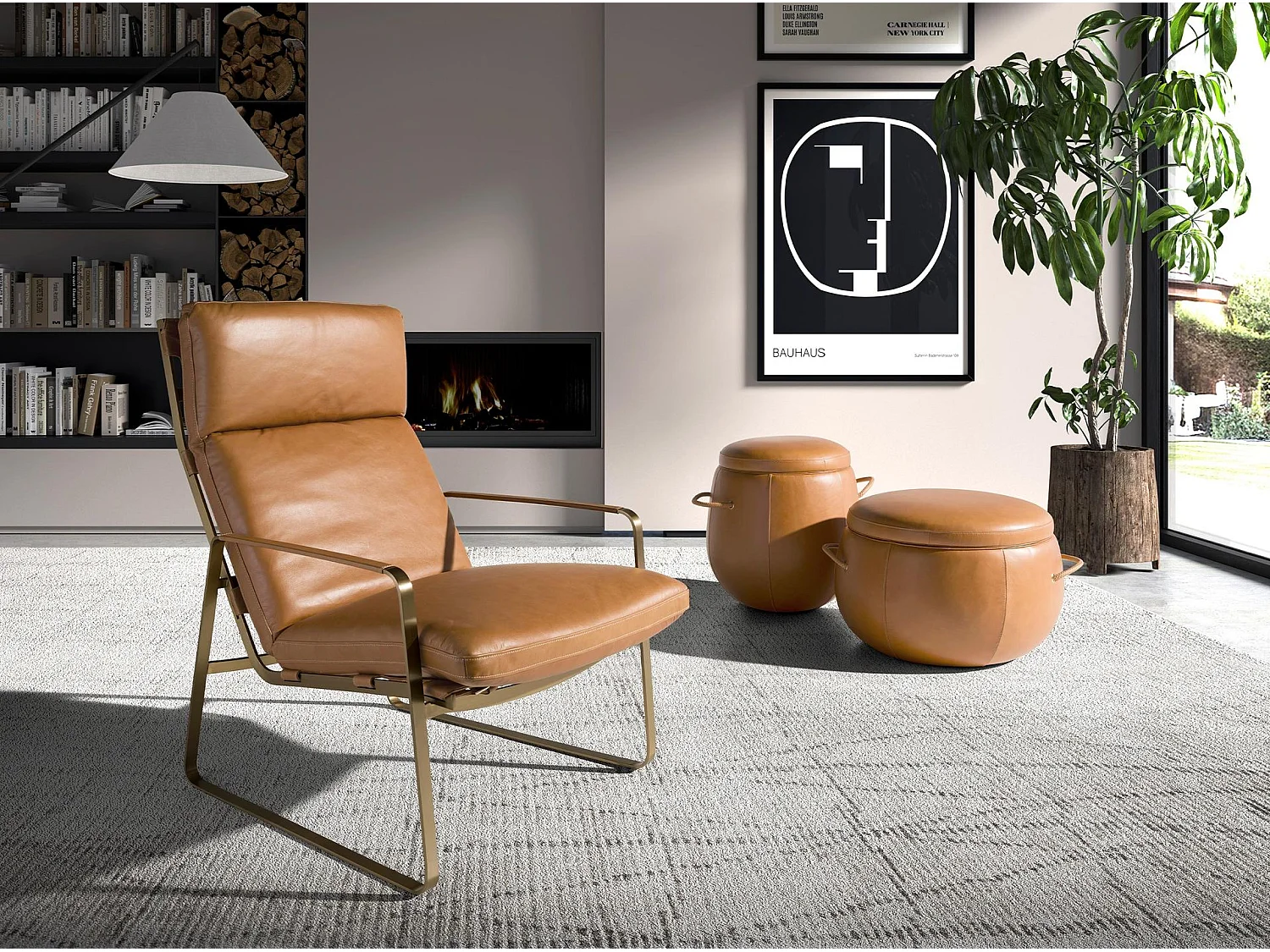 Fauteuil en cuir camel 5170 ANGEL CERDA