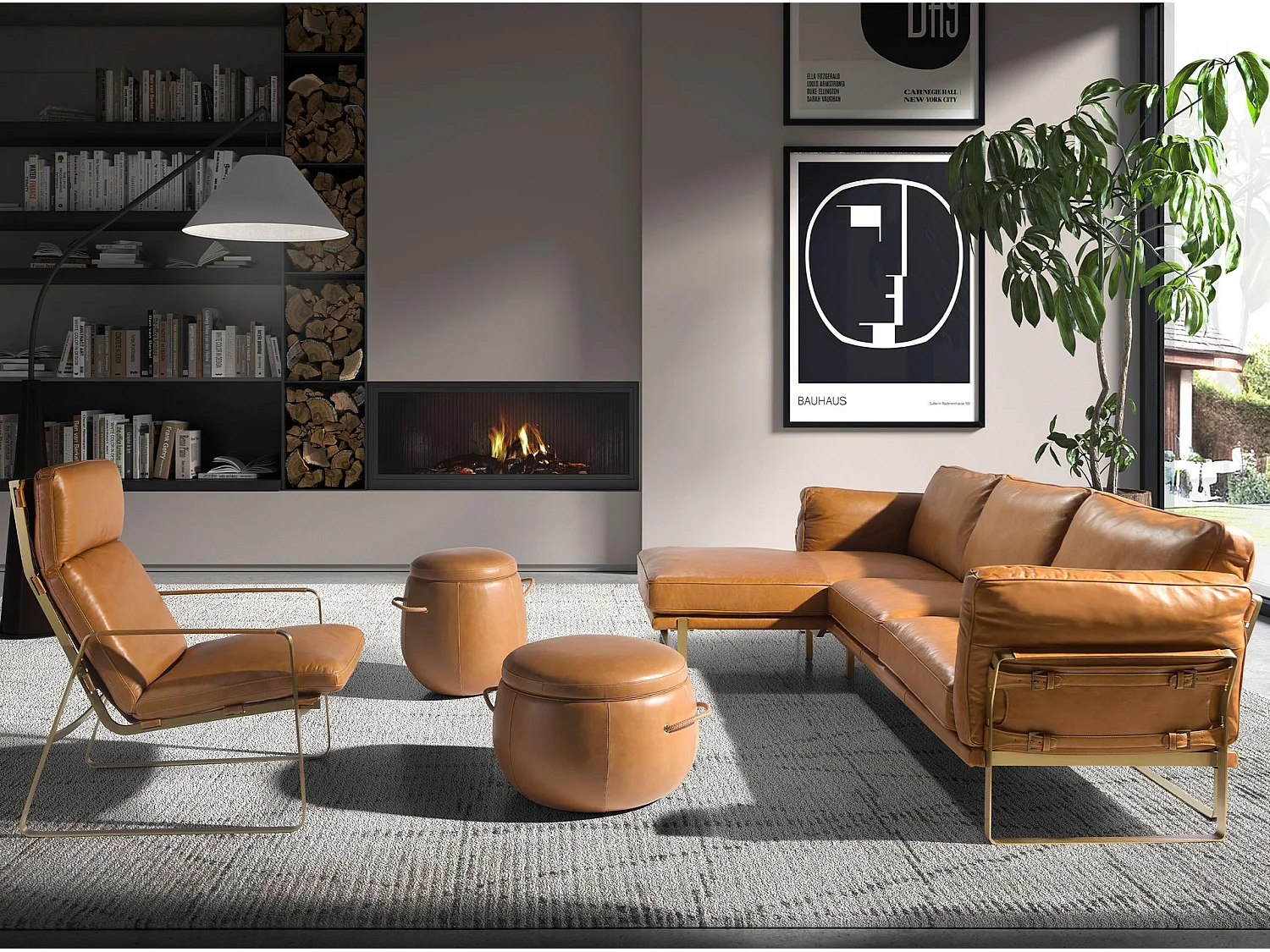 Fauteuil en cuir camel 5170 ANGEL CERDA