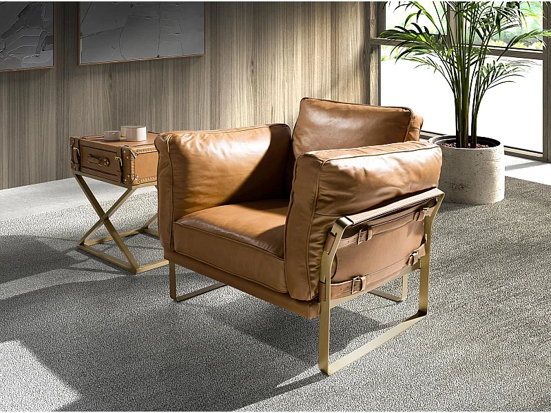 Fauteuil en cuir camel 5169 ANGEL CERDA