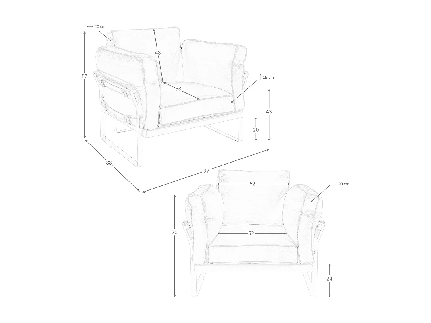 Fauteuil en cuir camel 5169 ANGEL CERDA