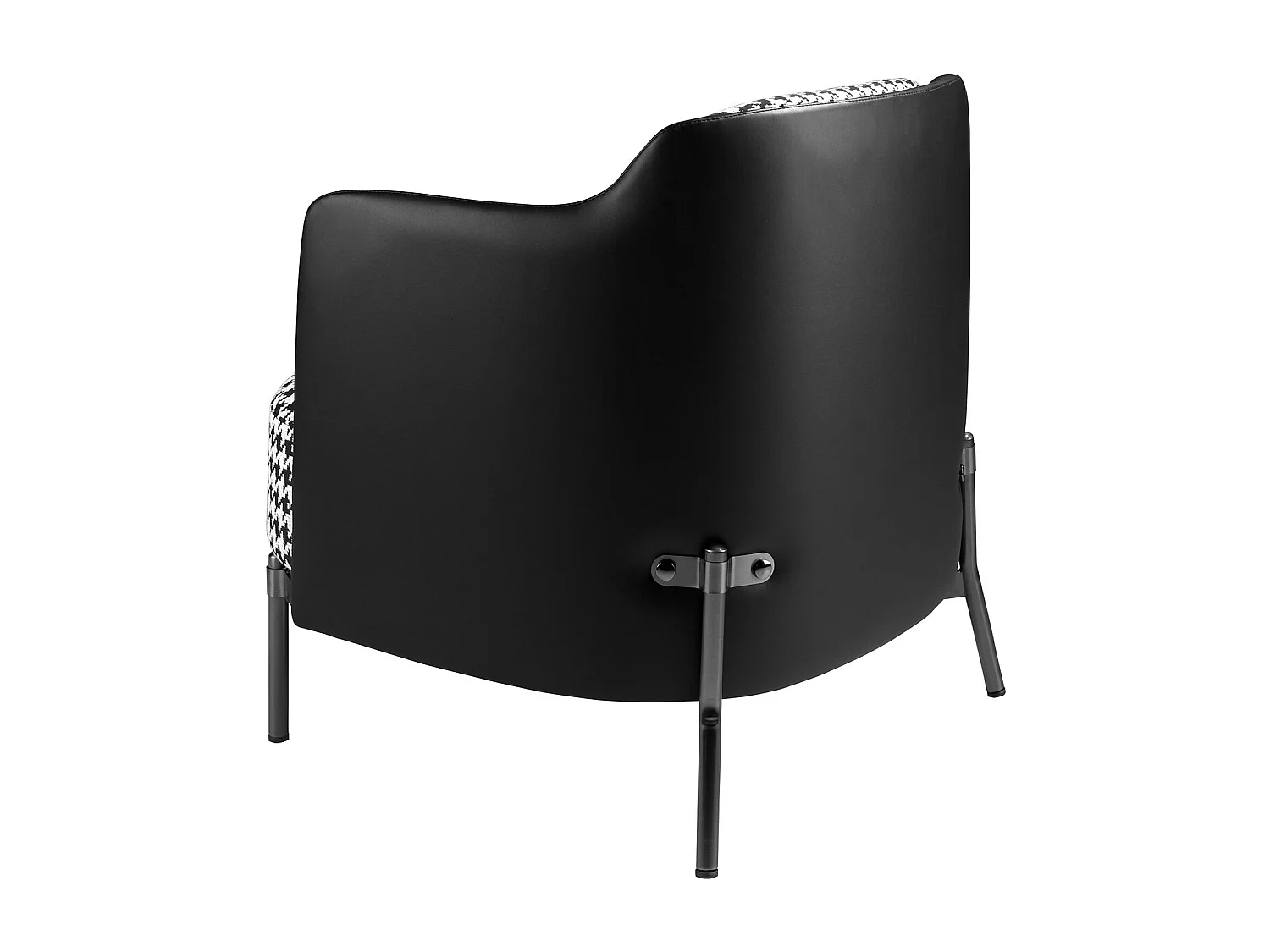 Fauteuil en tissu noir et blanc et similicuir noir