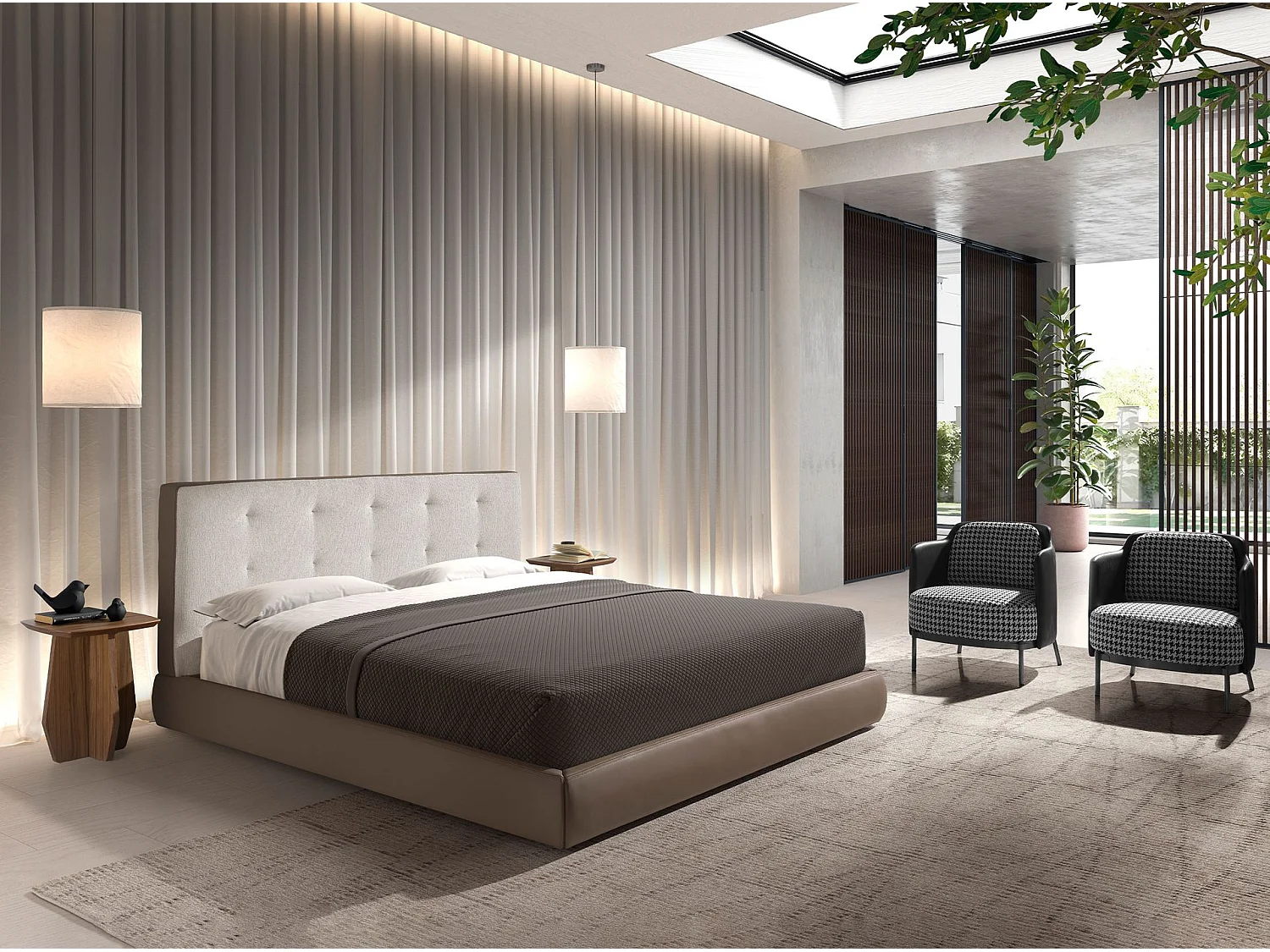 Fauteuil en tissu noir et blanc et similicuir noir 5139 ANGEL CERDA