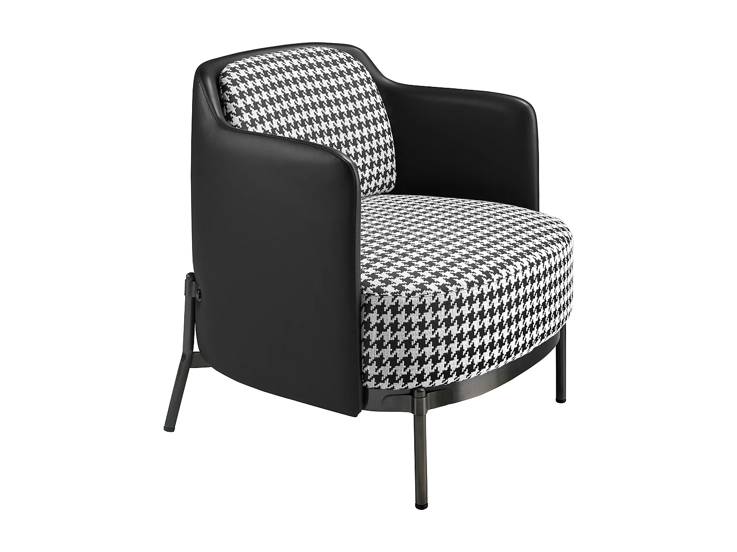 Fauteuil en tissu noir et blanc et similicuir noir 5139 ANGEL CERDA
