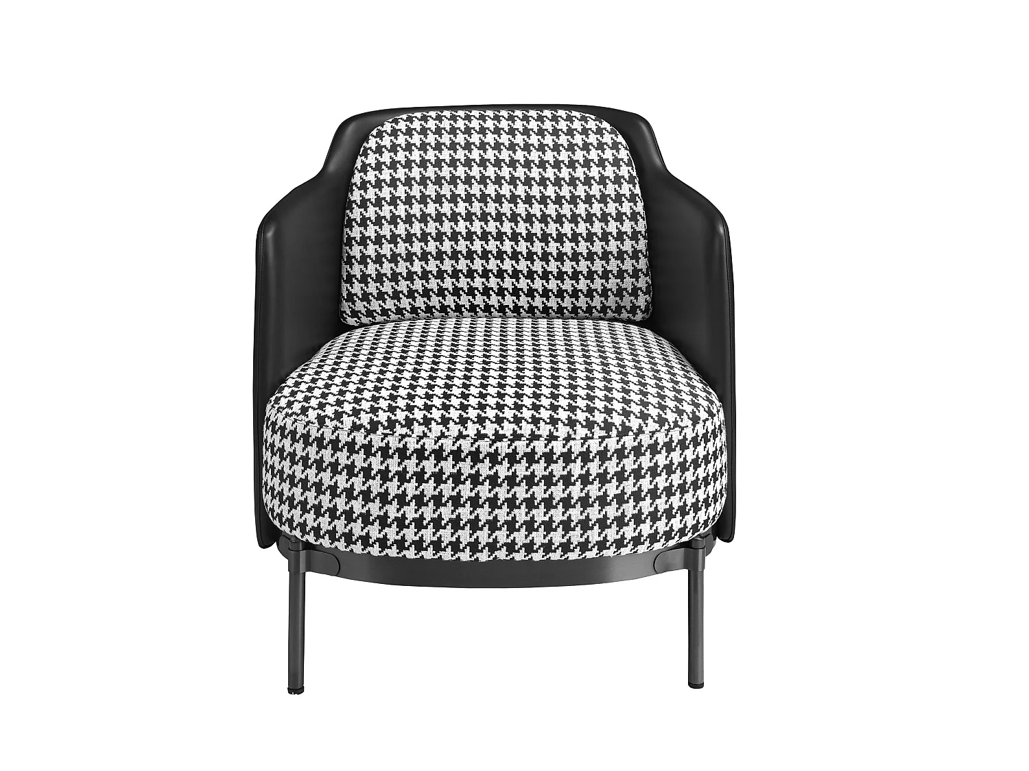 Fauteuil van zwart en wit stof en zwart kunstleer 5139 ANGEL CERDA