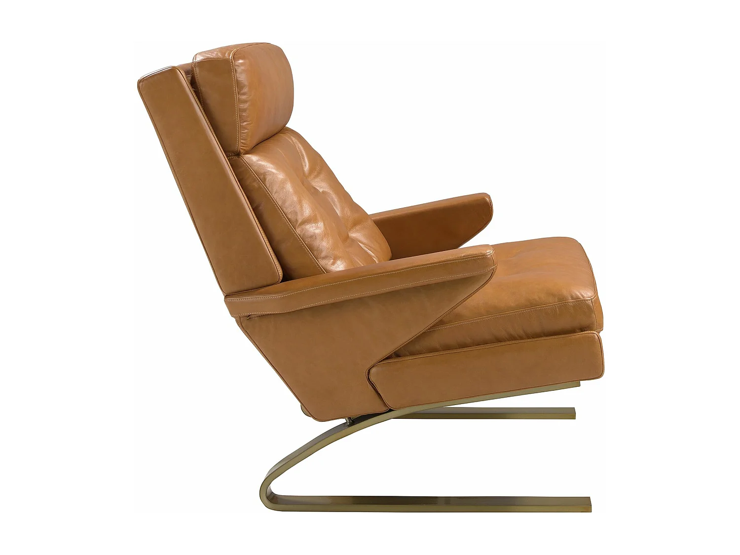 Fauteuil en cuir camel