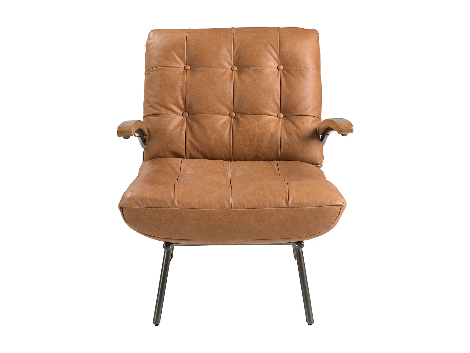 Sillón piel marrón y fresno