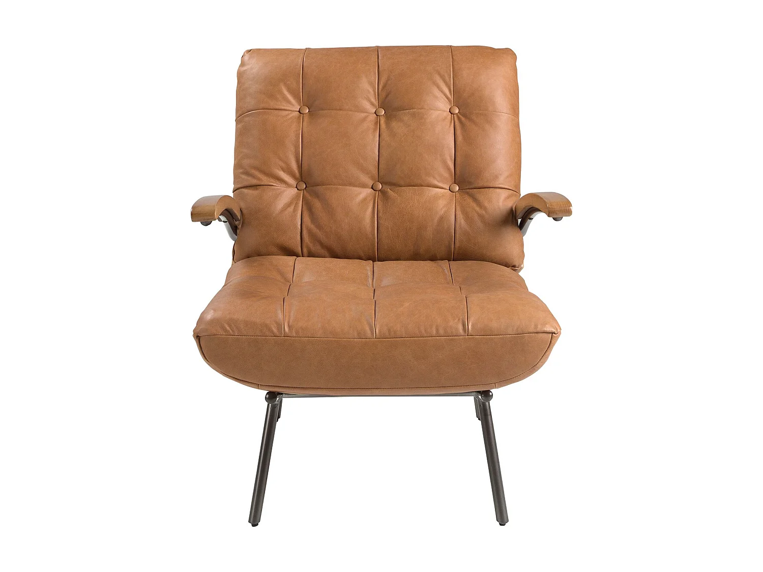 Fauteuil en cuir marron et frêne 5153 ANGEL CERDA