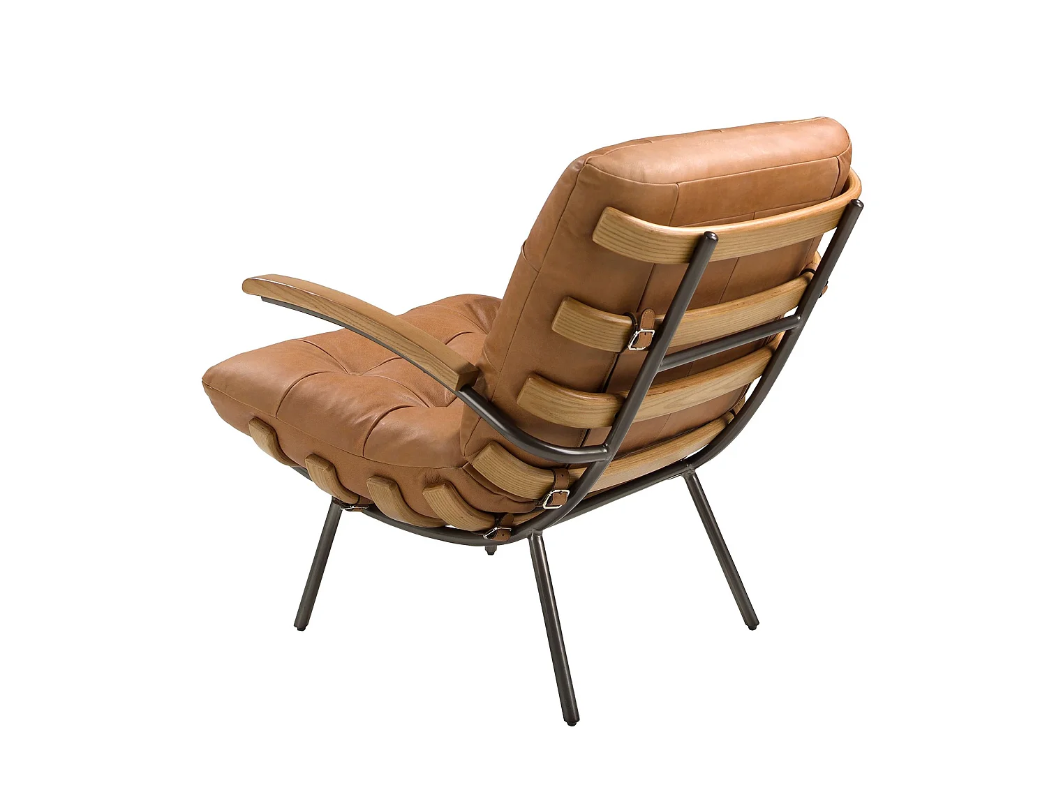 Fauteuil en cuir marron et frêne 5153 ANGEL CERDA