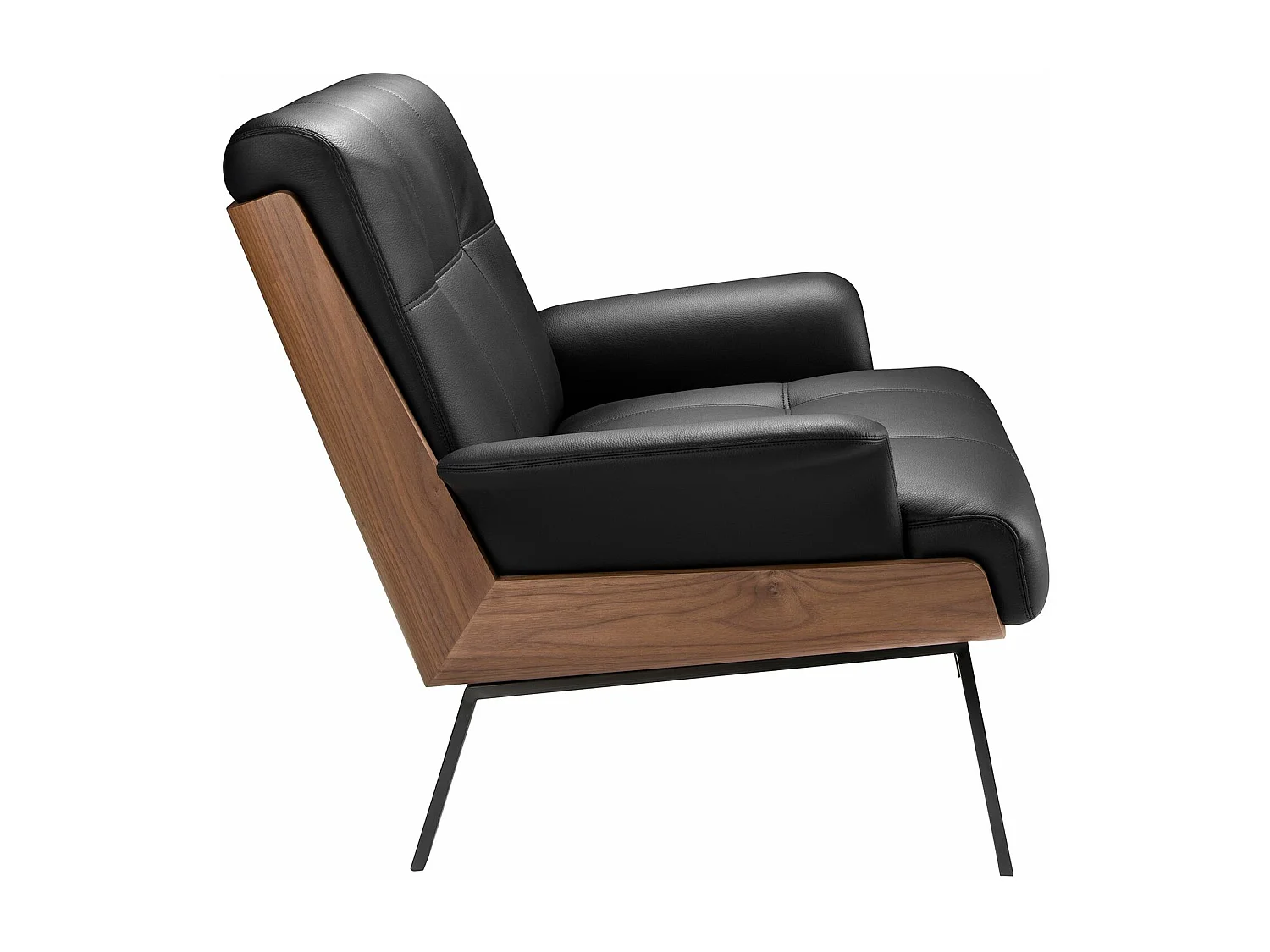 Czarny i orzechowy fotel ze sztucznej skóry