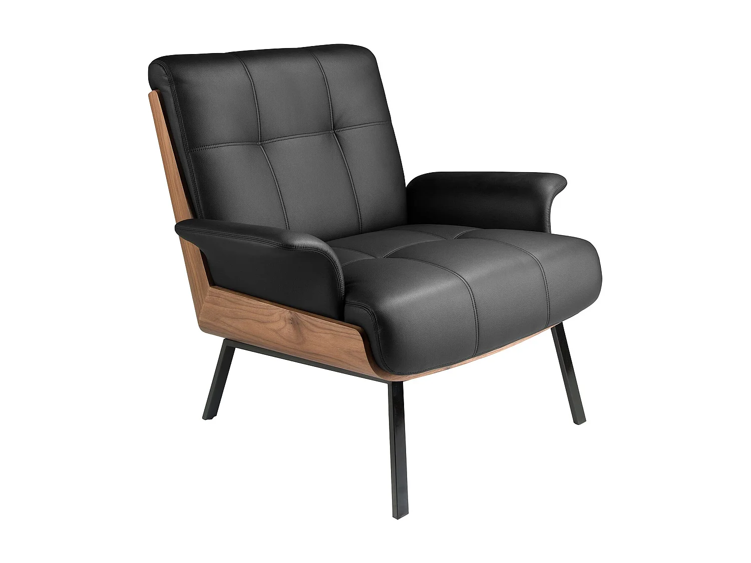 Fauteuil en similicuir noir et noyer 5140 ANGEL CERDA