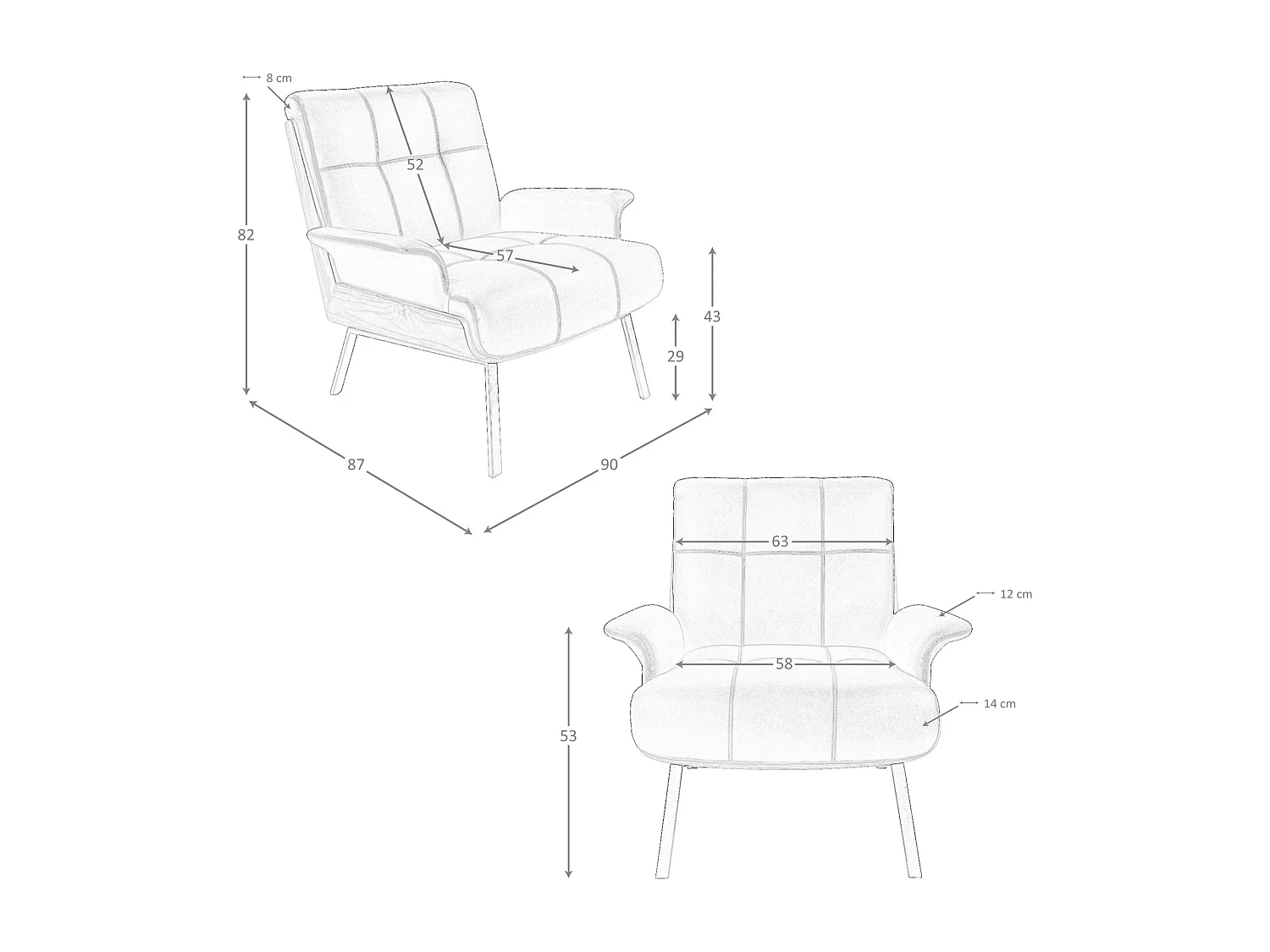 Fauteuil en similicuir noir et noyer 5140 ANGEL CERDA