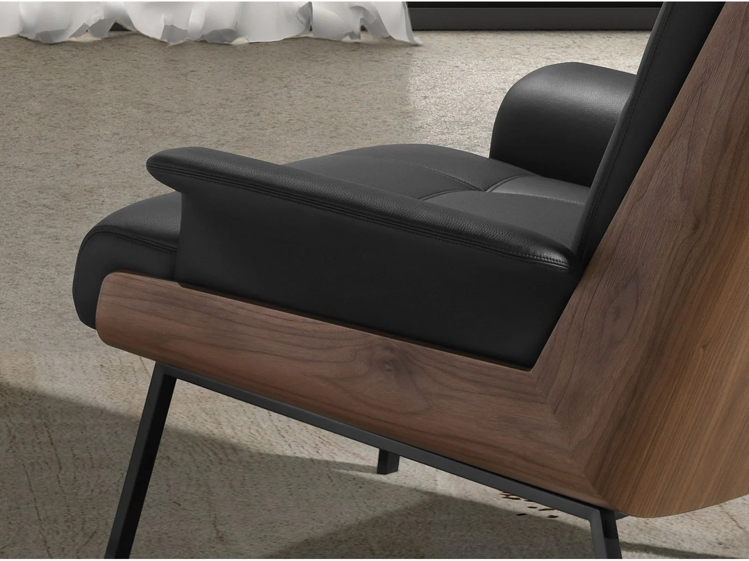 Fauteuil en similicuir noir et noyer 5140 ANGEL CERDA