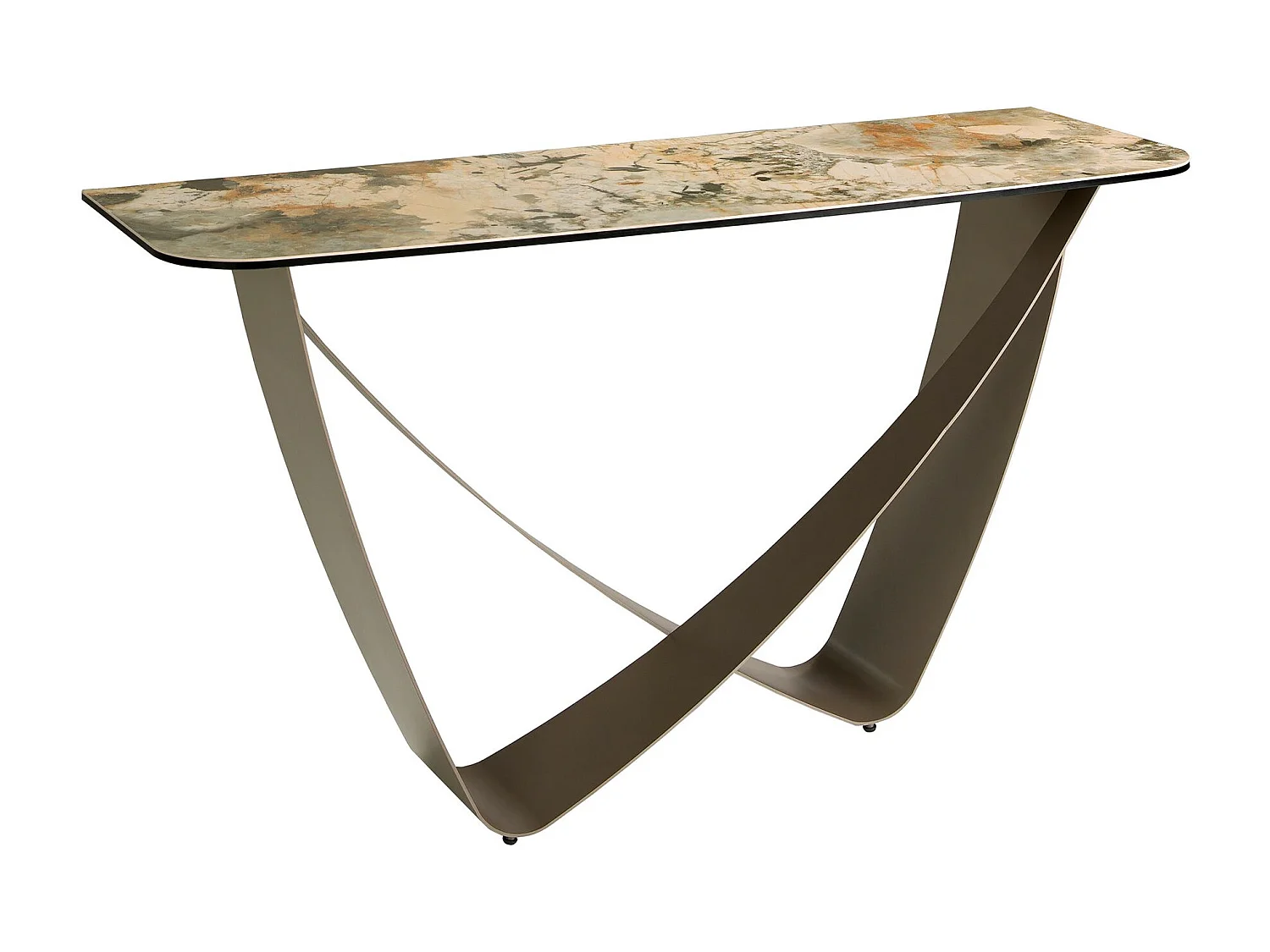 Table console rectangulaire en marbre porcelaine et acier métallique taupe 3269 ANGEL CERDA