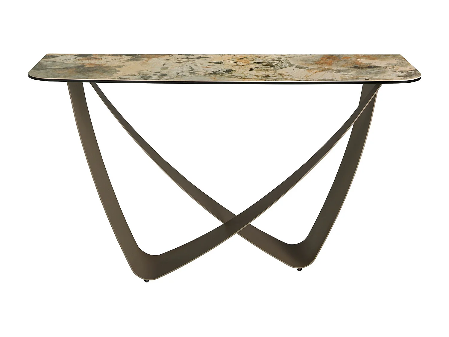 Table console rectangulaire en marbre porcelaine et acier métallique taupe 3269 ANGEL CERDA