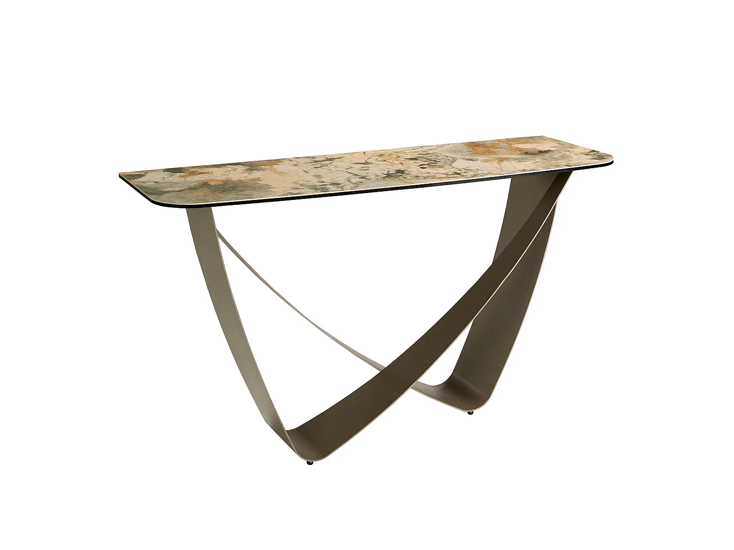 Table console rectangulaire en marbre porcelaine et acier métallique taupe 3269 ANGEL CERDA