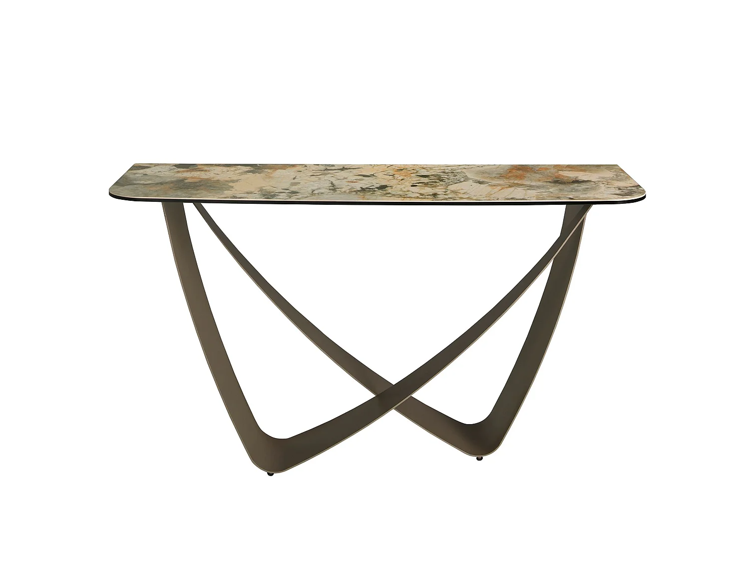 Table console rectangulaire en marbre porcelaine et acier métallique taupe 3269 ANGEL CERDA